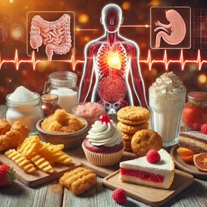 imagem que representa o texto sobre alimentos inflamatórios e seu impacto na saúde.